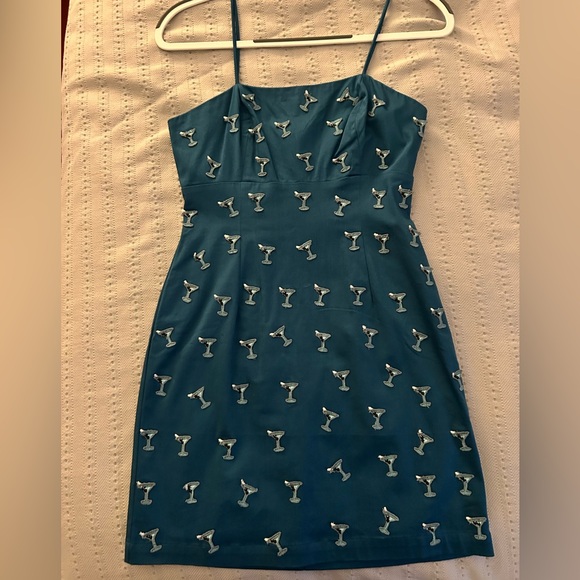 Maeve Teal Mini Dress with Martinis - NEW - Picture 5 of 5